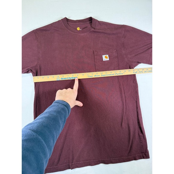 Carhartt Burgundy Short Sleeve Pocket T Shirt Mens Medium Original Fit - Picture 4 of 11